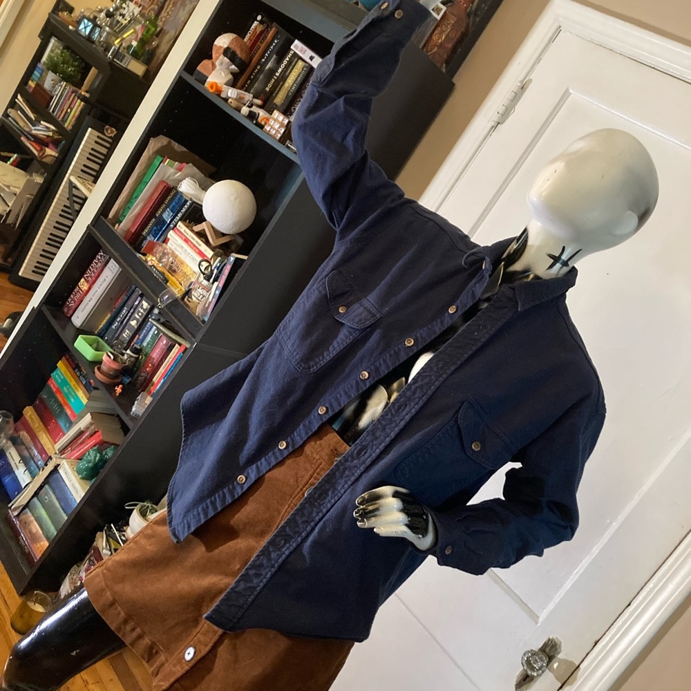 Blue 100% Cotton Shacket Shirt Jacket - Picture 6 of 8